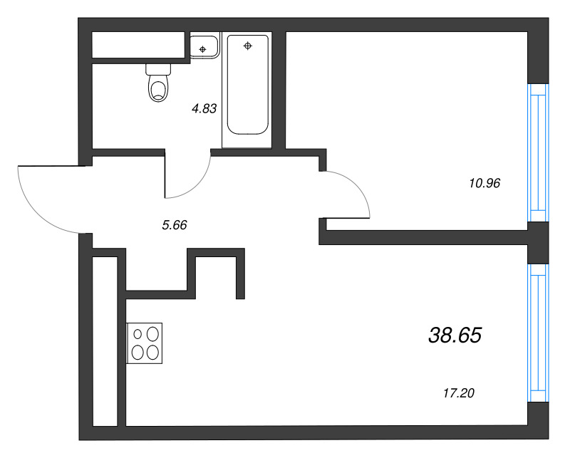 2 ккв (Евро) 38,7 м²