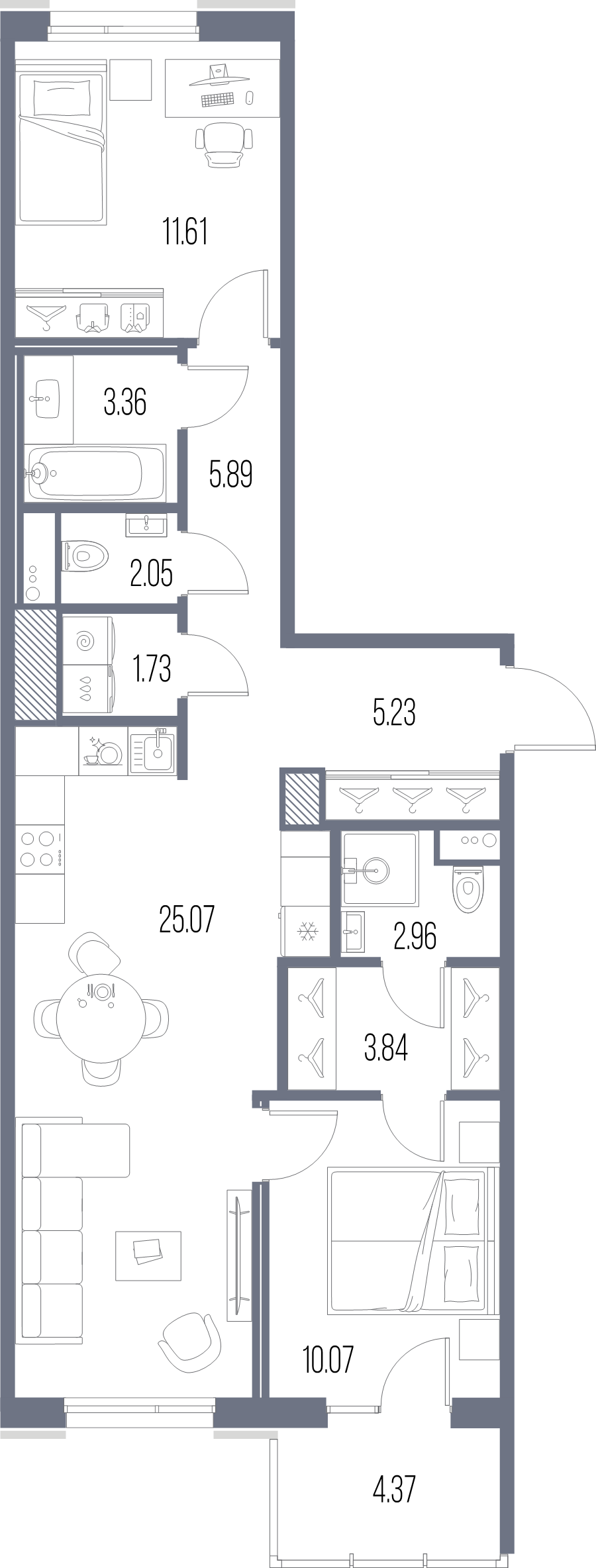 3 ккв (Евро) 71,8 м²