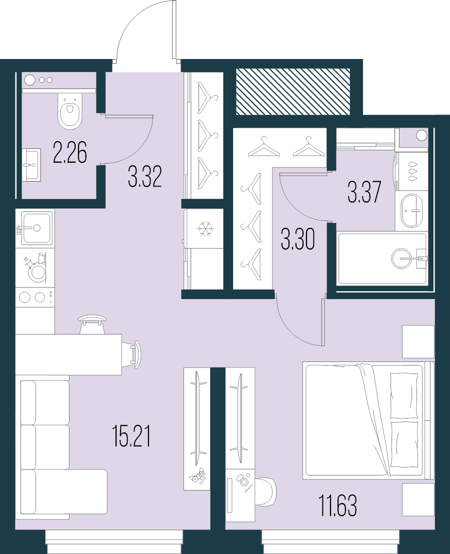 2 ккв (Евро) 39,1 м²