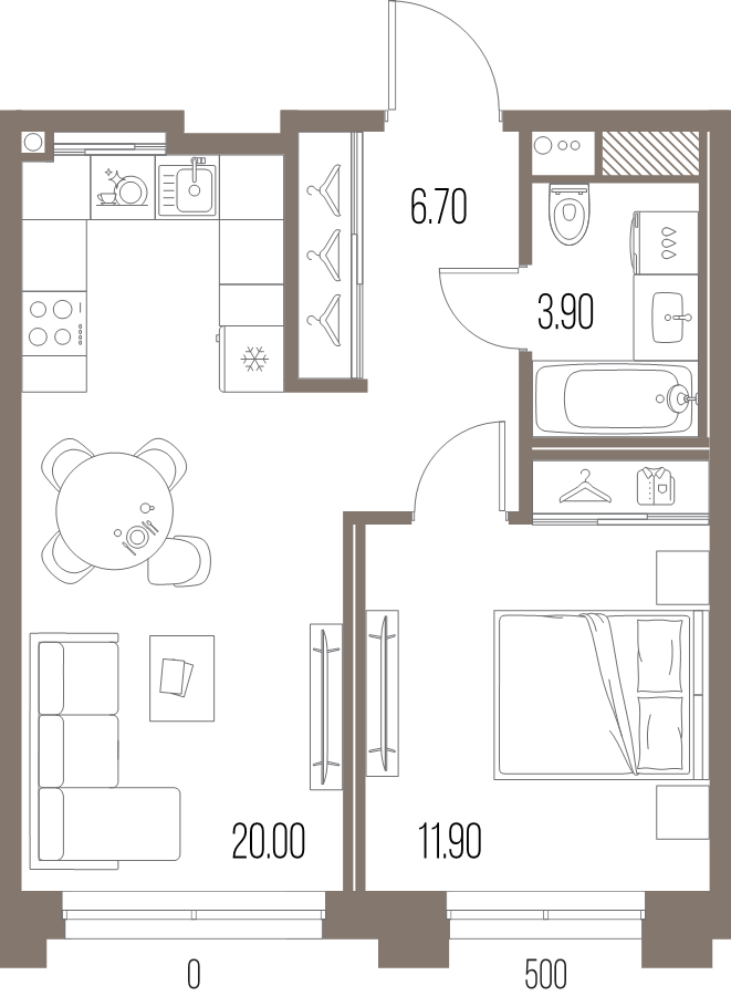 2 ккв (Евро) 42,5 м²