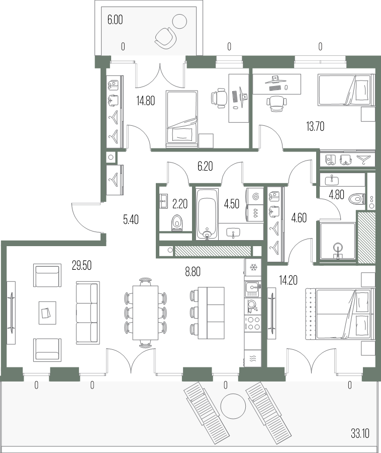 4 ккв (Евро) 108,7 м²