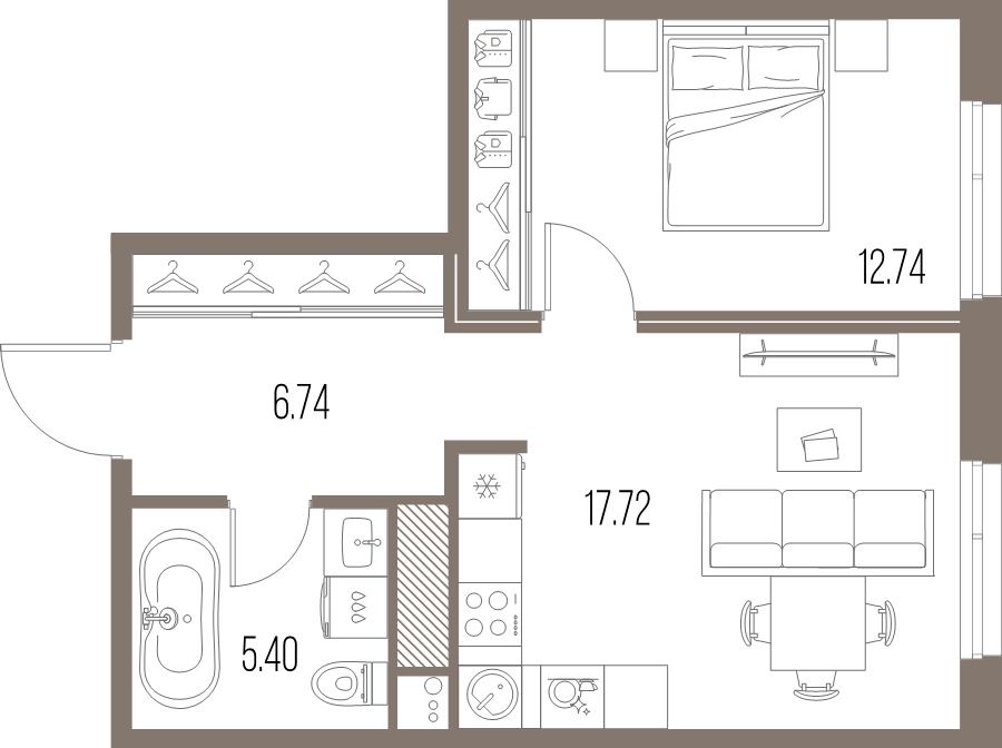 2 ккв (Евро) 42,6 м²