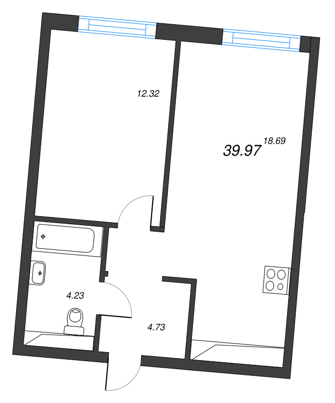 2 ккв (Евро) 40 м²