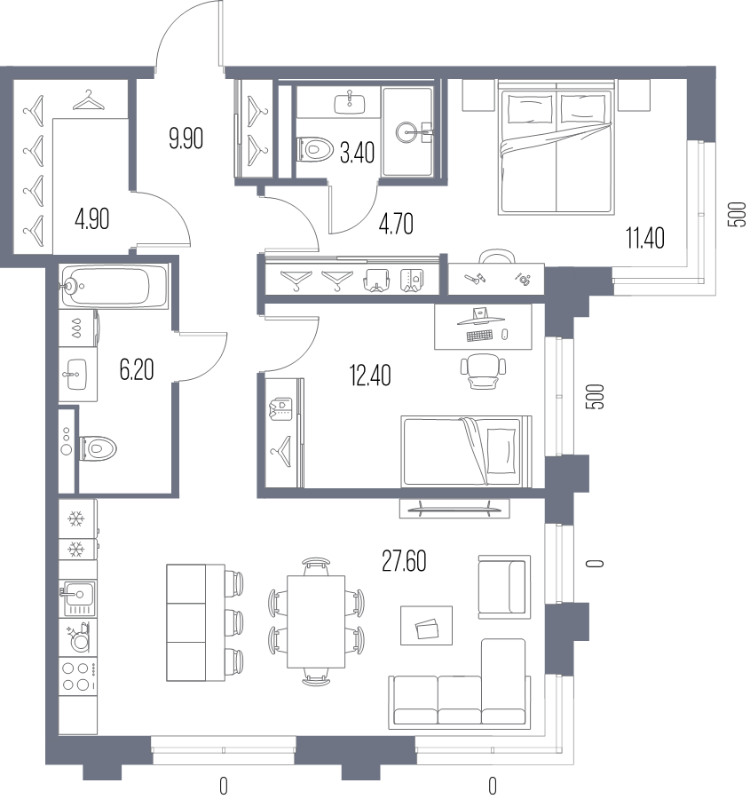 3 ккв (Евро) 80,5 м²