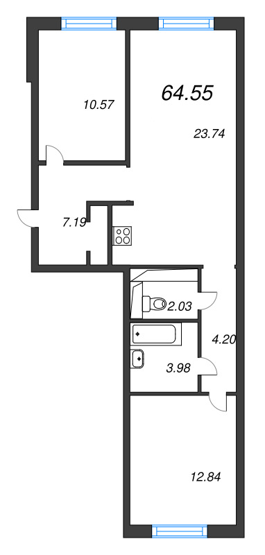 3 ккв (Евро) 64,6 м²