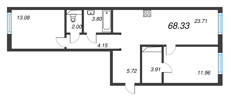 3 ккв (Евро) 68,3 м²