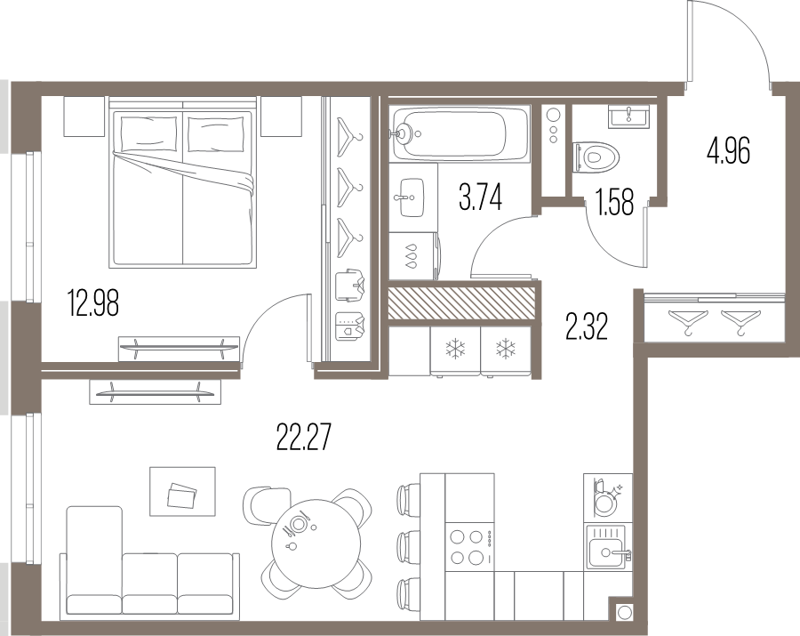 2 ккв (Евро) 47,9 м²