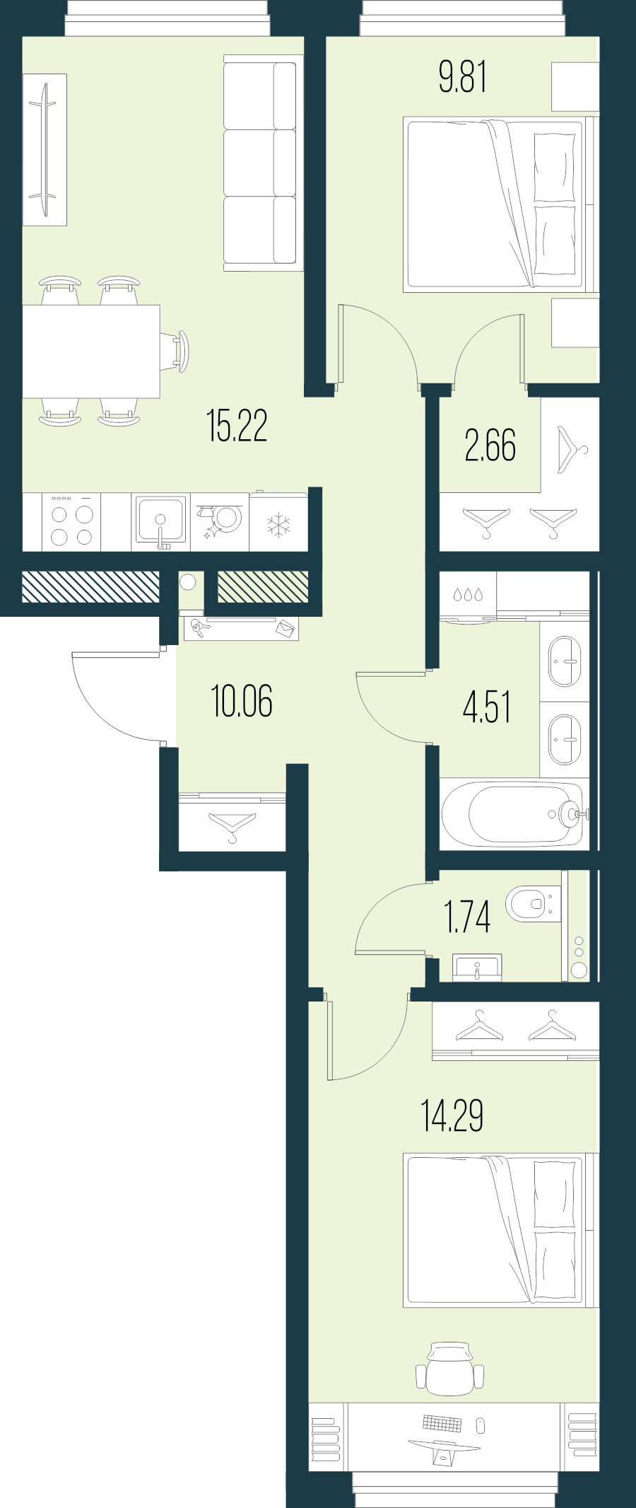 3 ккв (Евро) 58,3 м²