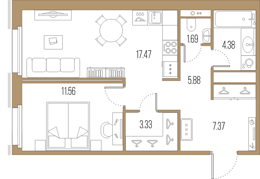 2 ккв (Евро) 51,7 м²
