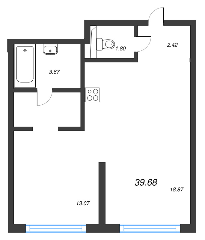 2 ккв (Евро) 38,8 м²
