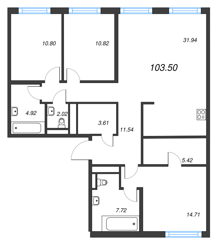 4 ккв (Евро) 103,5 м²