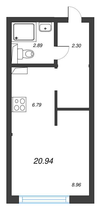 Студия 20,9 м²