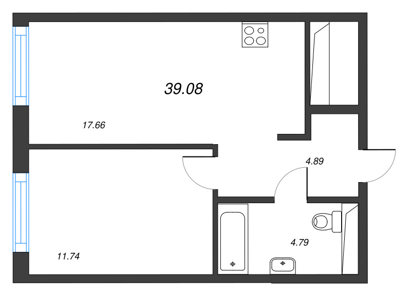 2 ккв (Евро) 39,1 м²