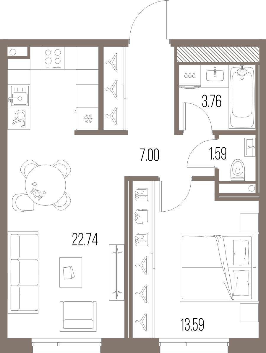 2 ккв (Евро) 48,7 м²
