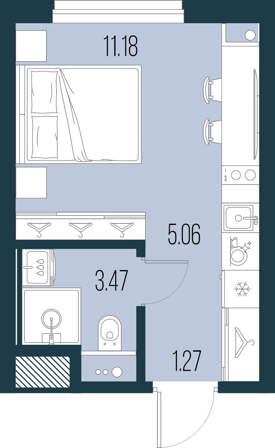 Студия 21 м²
