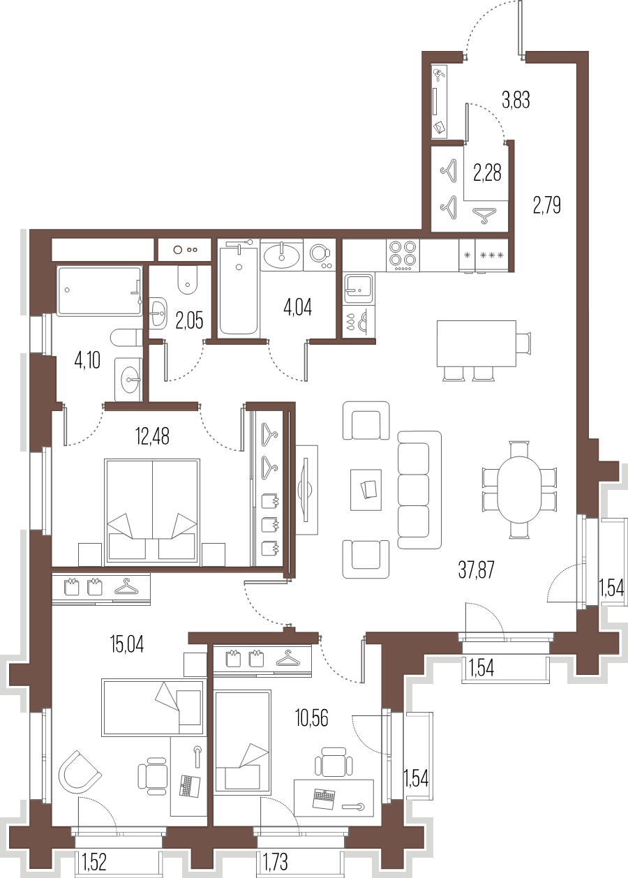 4 ккв (Евро) 95 м²