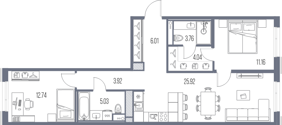 3 ккв (Евро) 72,6 м²