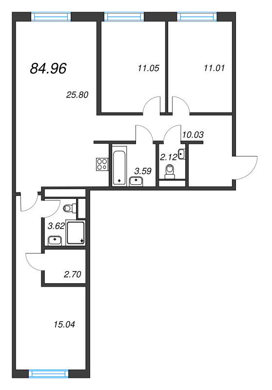 4 ккв (Евро) 85 м²