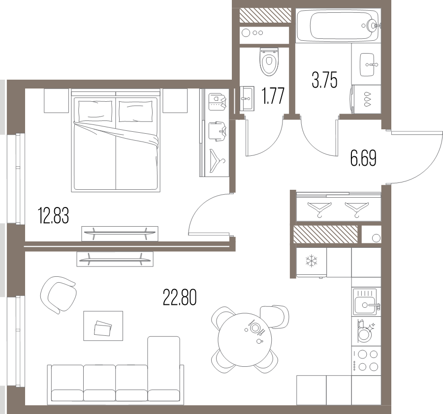 2 ккв (Евро) 47,8 м²