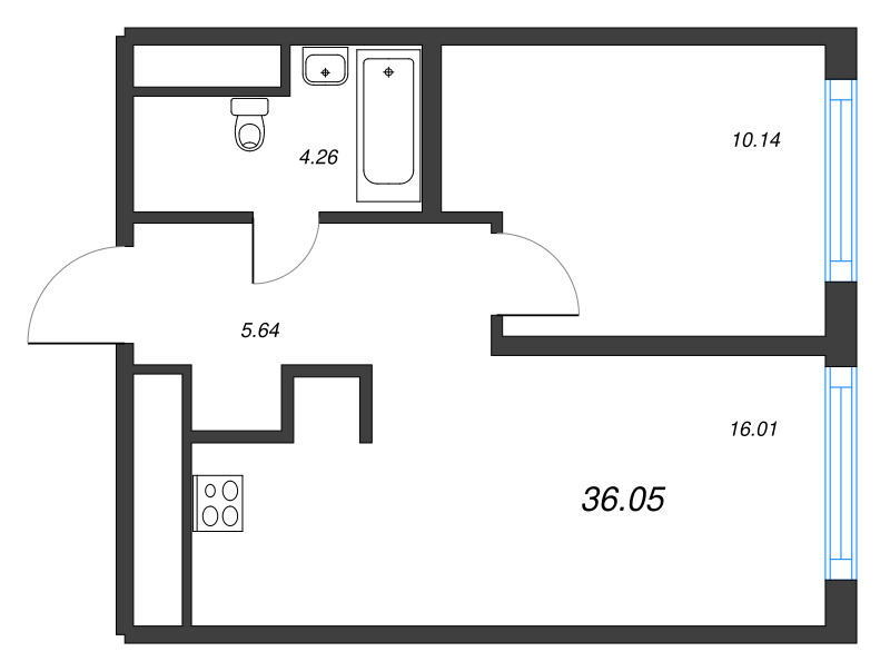 2 ккв (Евро) 36,1 м²