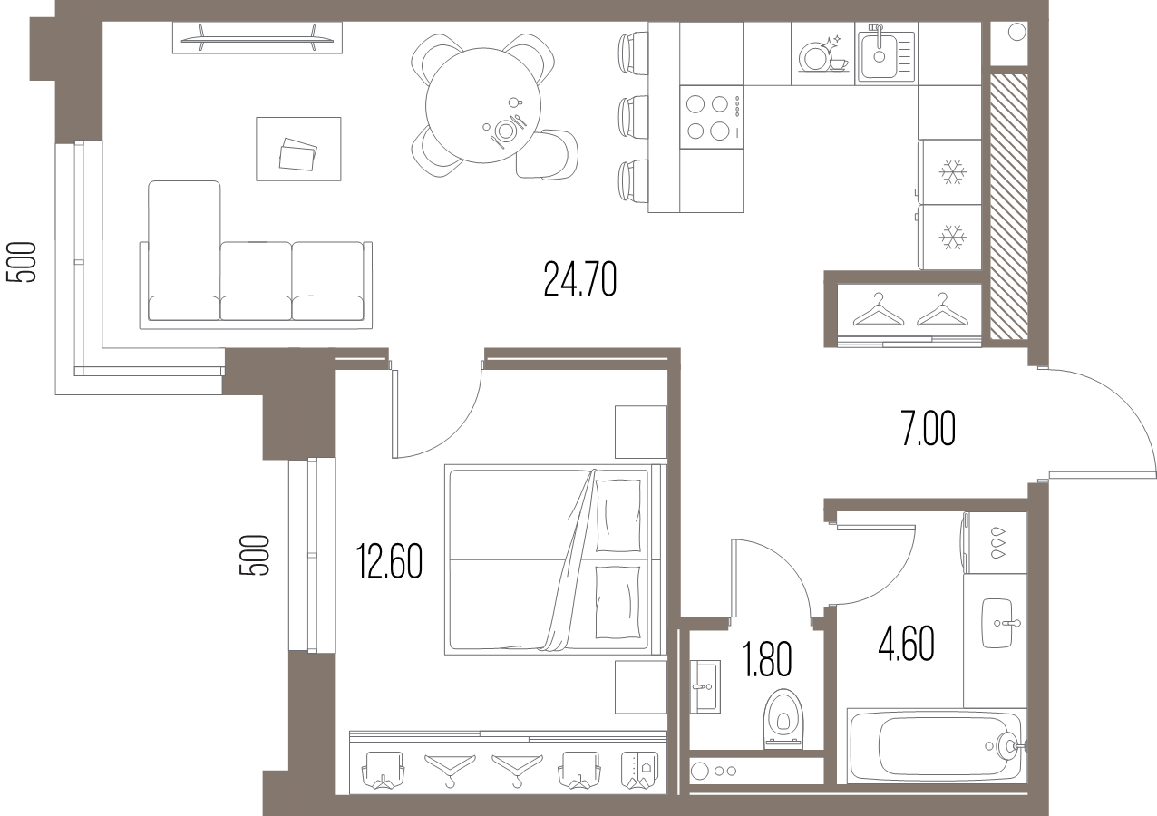 2 ккв (Евро) 50,7 м²