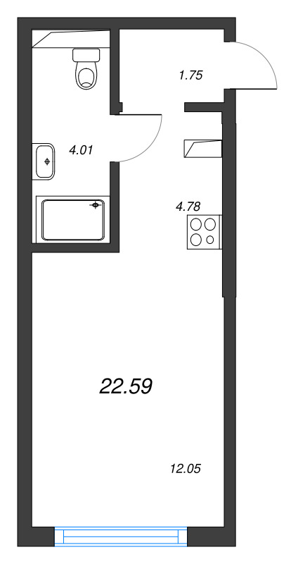 Студия 22,6 м²