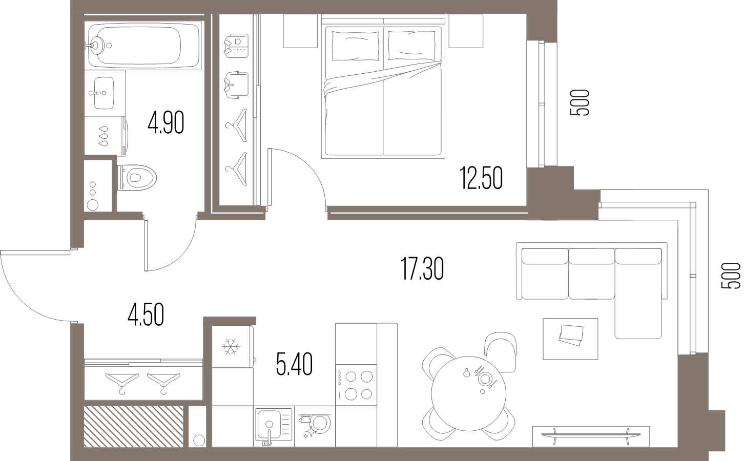2 ккв (Евро) 44,6 м²