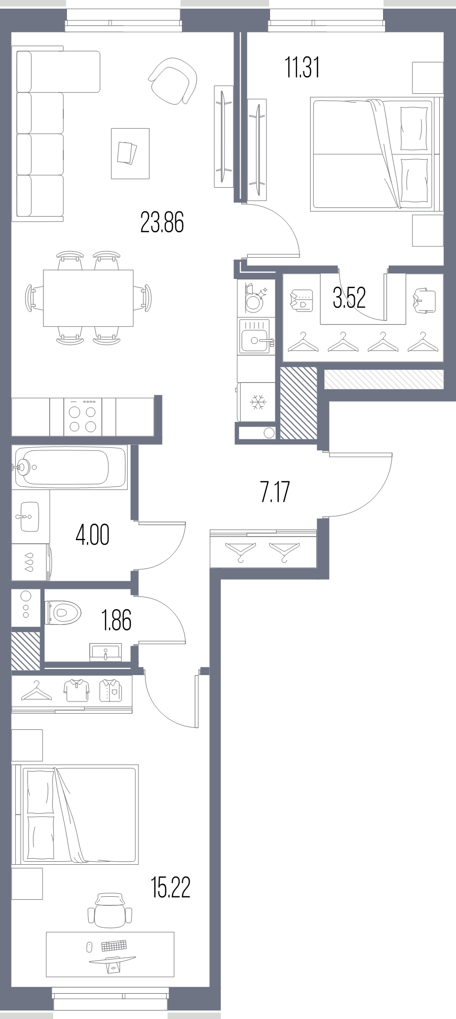 3 ккв (Евро) 66,9 м²