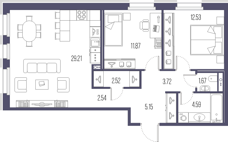 3 ккв (Евро) 73,8 м²