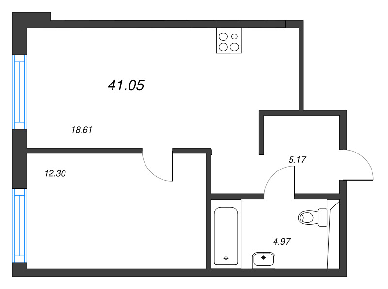 2 ккв (Евро) 41,1 м²