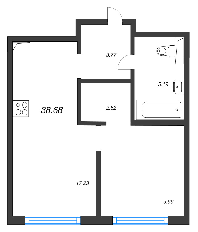 2 ккв (Евро) 38,6 м²