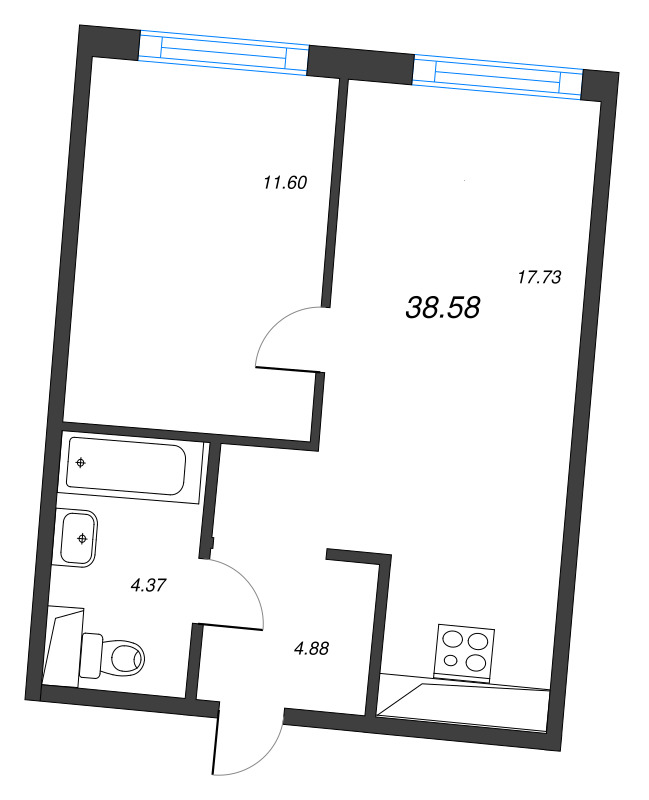 2 ккв (Евро) 38,6 м²