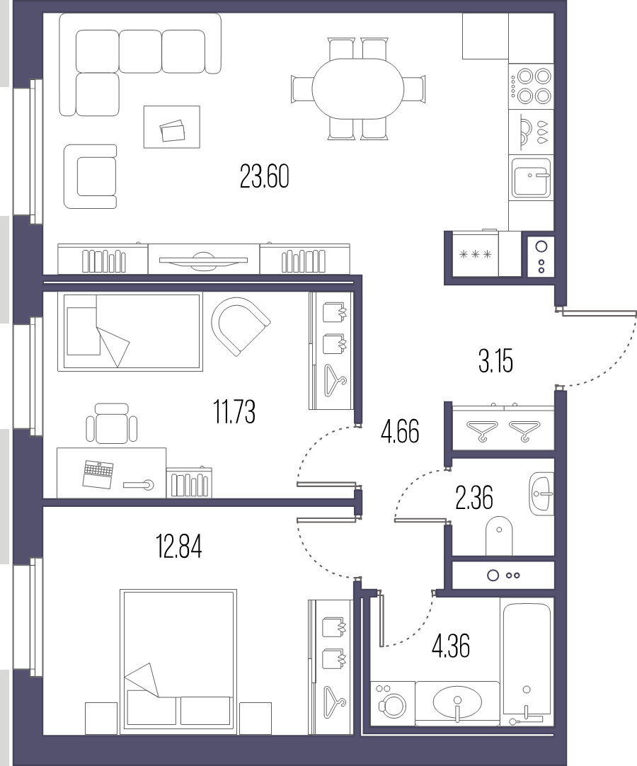 3 ккв (Евро) 61,1 м²