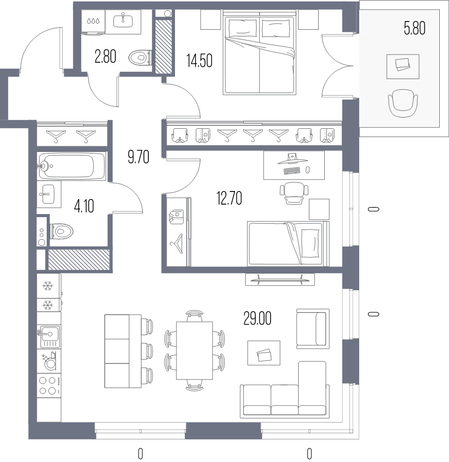 3 ккв (Евро) 72,8 м²