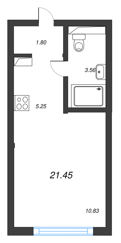 Студия 21,5 м²
