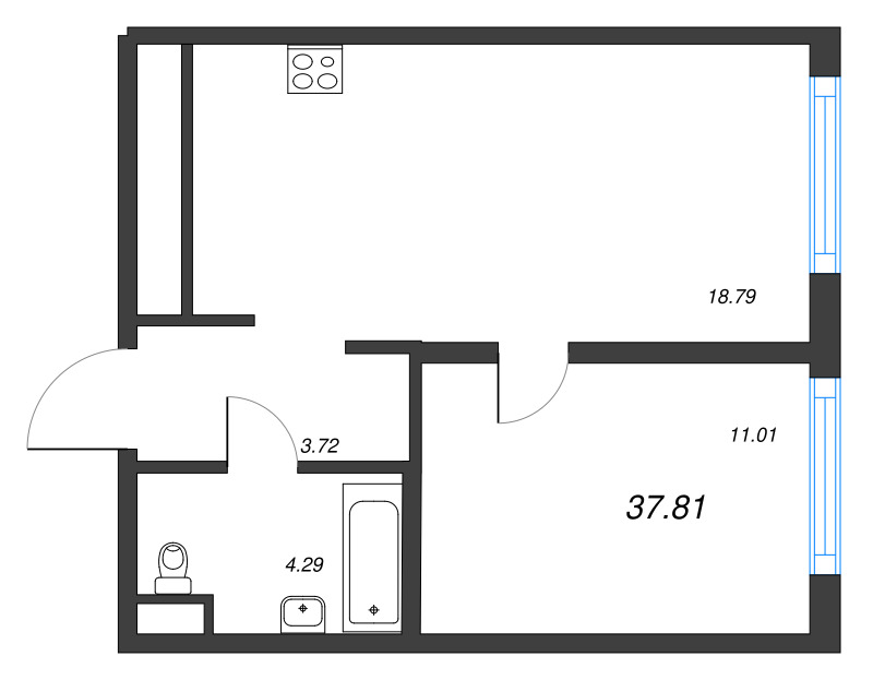 2 ккв (Евро) 37,8 м²