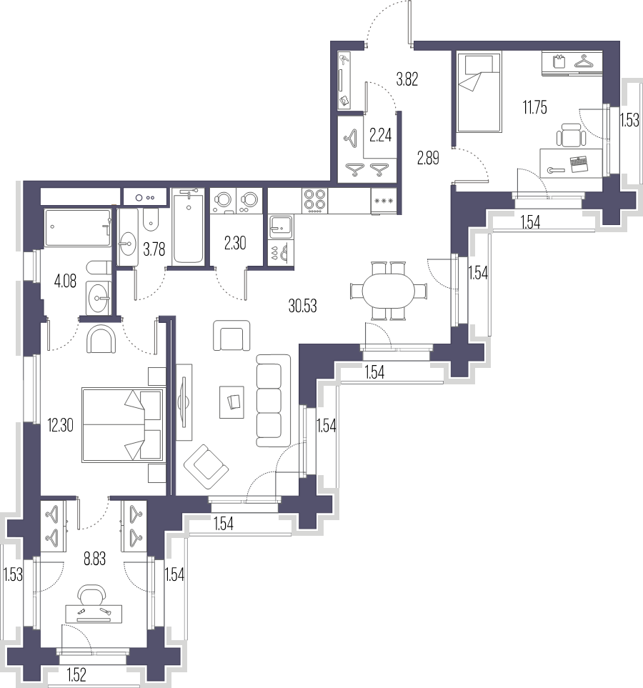 3 ккв (Евро) 82,3 м²