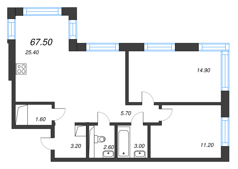 3 ккв (Евро) 67,5 м²