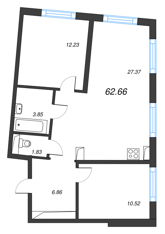 3 ккв (Евро) 62,7 м²