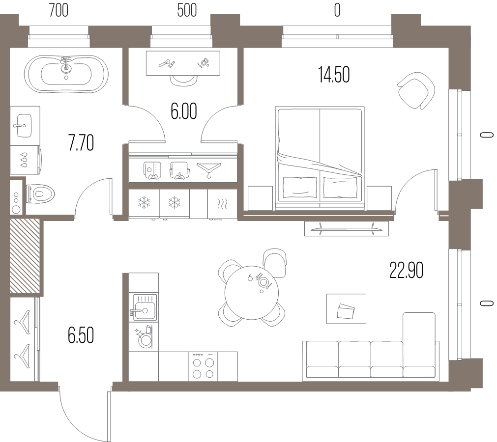 2 ккв (Евро) 57,6 м²