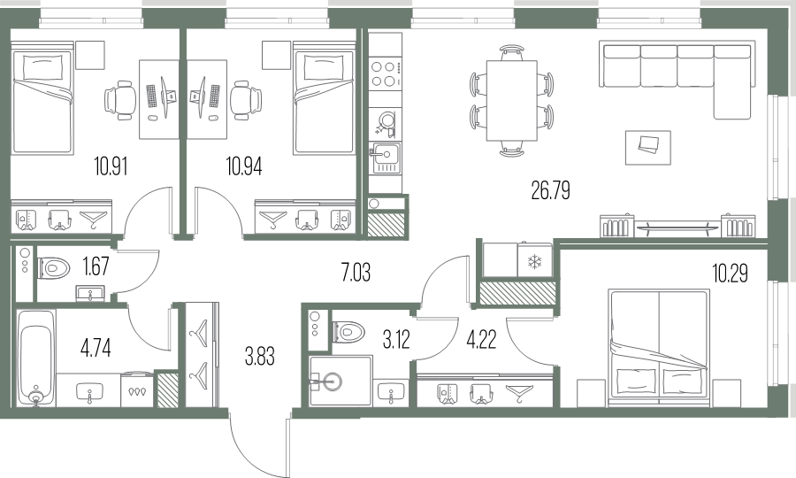 4 ккв (Евро) 83,5 м²