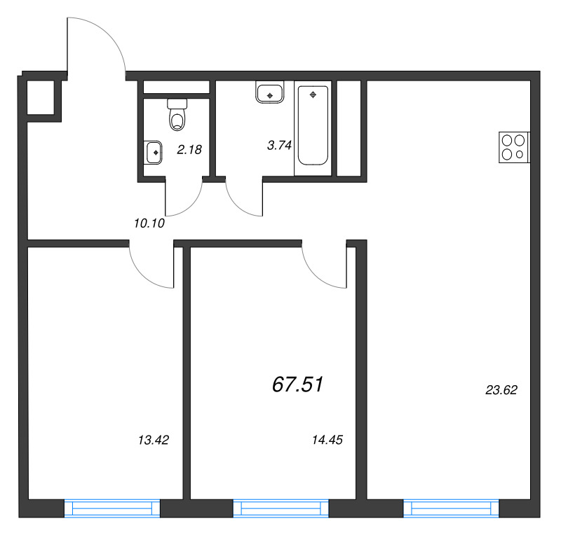 3 ккв (Евро) 67,5 м²