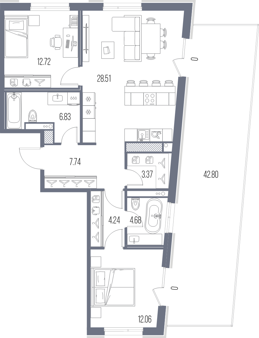 3 ккв (Евро) 80,1 м²