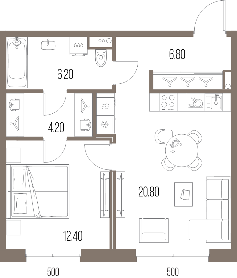 2 ккв (Евро) 50,4 м²