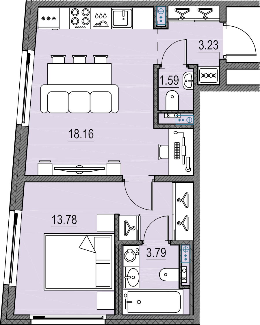 2 ккв (Евро) 40,1 м²