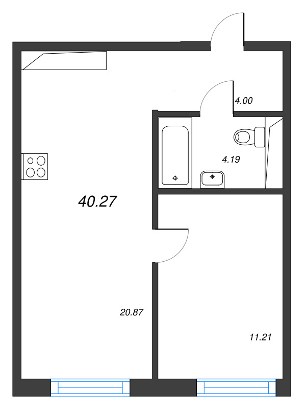 2 ккв (Евро) 40,3 м²