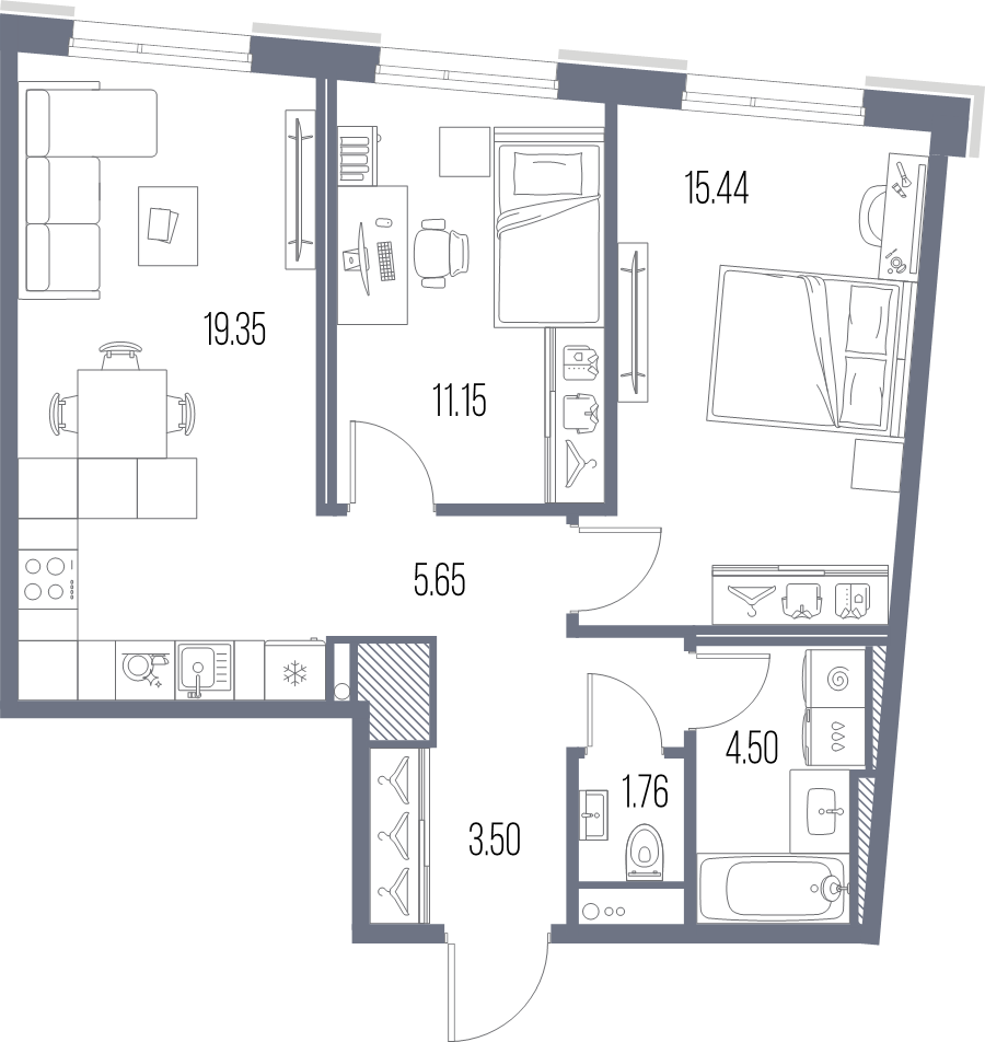 3 ккв (Евро) 61,4 м²