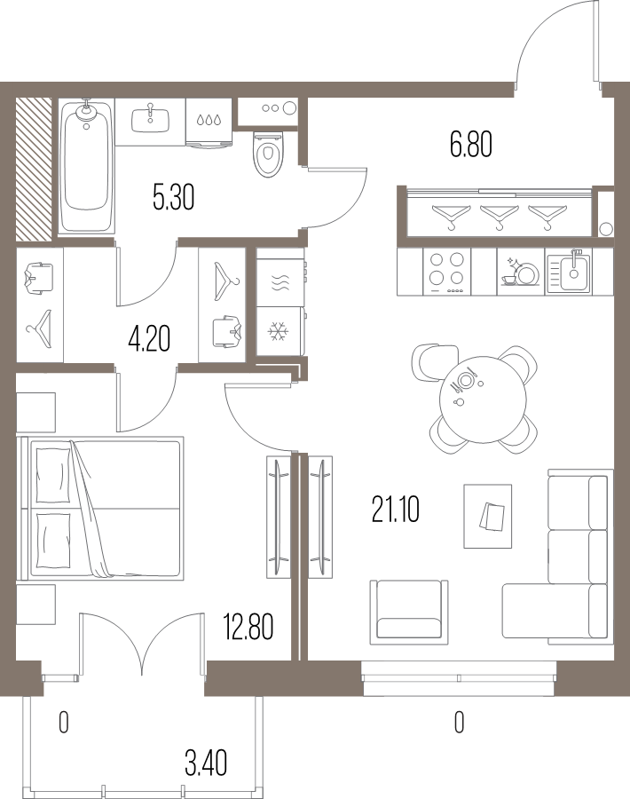 2 ккв (Евро) 50,2 м²