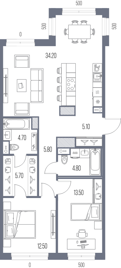 3 ккв (Евро) 86,3 м²