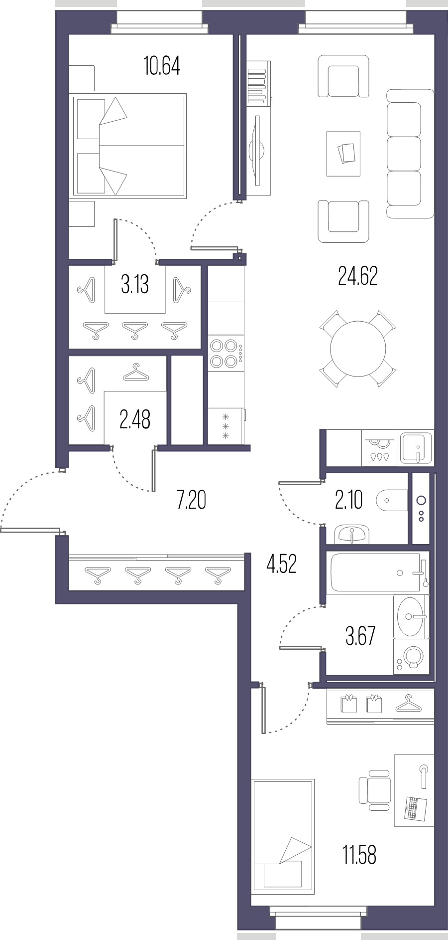 3 ккв (Евро) 70,8 м²